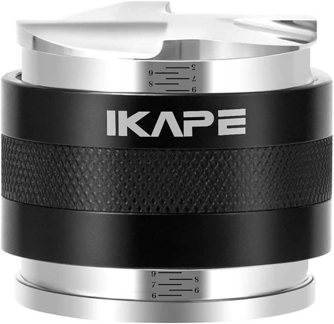 IKAPE Coffee Products, 51mm Coffee Distributor & Hand Tamper, Adjustable Depth Espresso Distributor Fits All 51mm Espresso Portafilter, Compatible with Delonghi Bottomless Portafilter (Black)