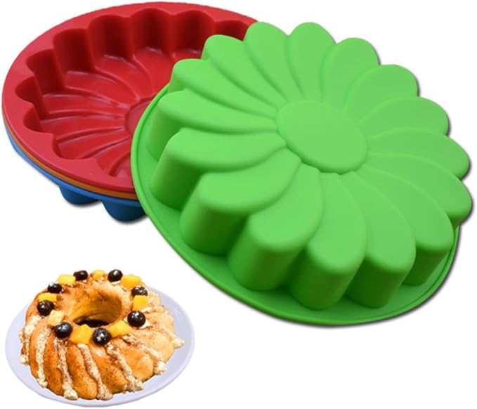 Mikinona Fluted Cake Pan Silicone Cake Mold Baking Tin Non-stick Bakeware Random Color - Image 3