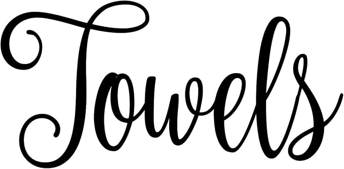 Towels 4w x 2h Label | Home Organization Door | Die Cut Vinyl Decal | Black Fancy Font (Sticker Only) by MinglewoodTrading