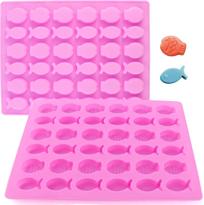 2 Pack Mini Fish Shaped Mold 36-Cavity Silicone Molds by JOGILBOY