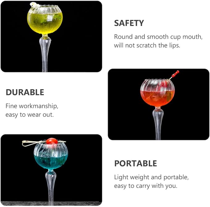 Ipetboom Creative Wine Goblet Cup Glassware Multifunctional Portable round Glass Cocktail Tumbler with Smooth Cup Mouth Lightweight for Bar Party Use - Image 5