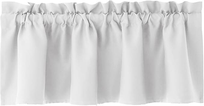 Hiasan Valance Curtains for Kitchen Rod Pocket Room Darkening Window Curtain Valance, 42 x 18 Inches Length, Greyish White, 1 Panel - Image 7