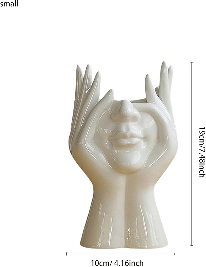 Face Flower Vase,White Ceramic Body Vase, Decorative Vase Dining Table Centerpiece,Modern Small Vase for Coffee Table Bathroom Shelf Living Room Decor 3.54'' W X 7.3'' H - Image 5