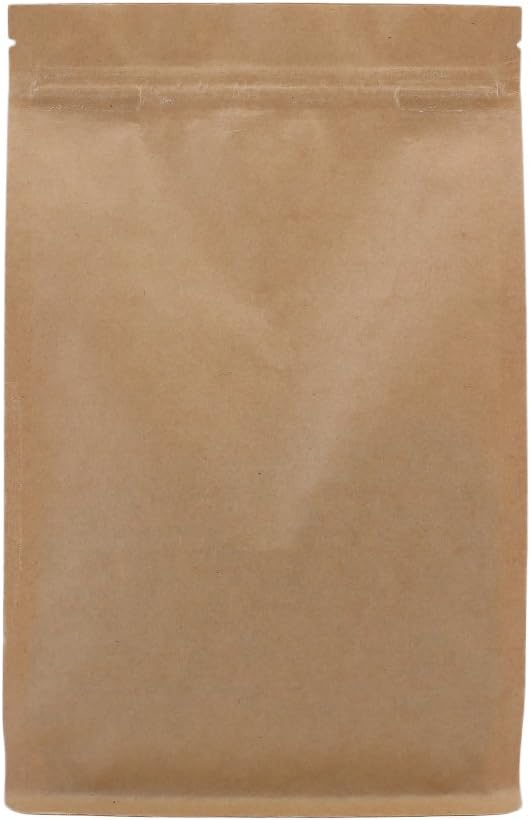 100PCS Brown Kraft Stand-Up Side Gusset Zip Top Lock Bags w/Window 18x28+8cm (7x11+3.1") - Image 2