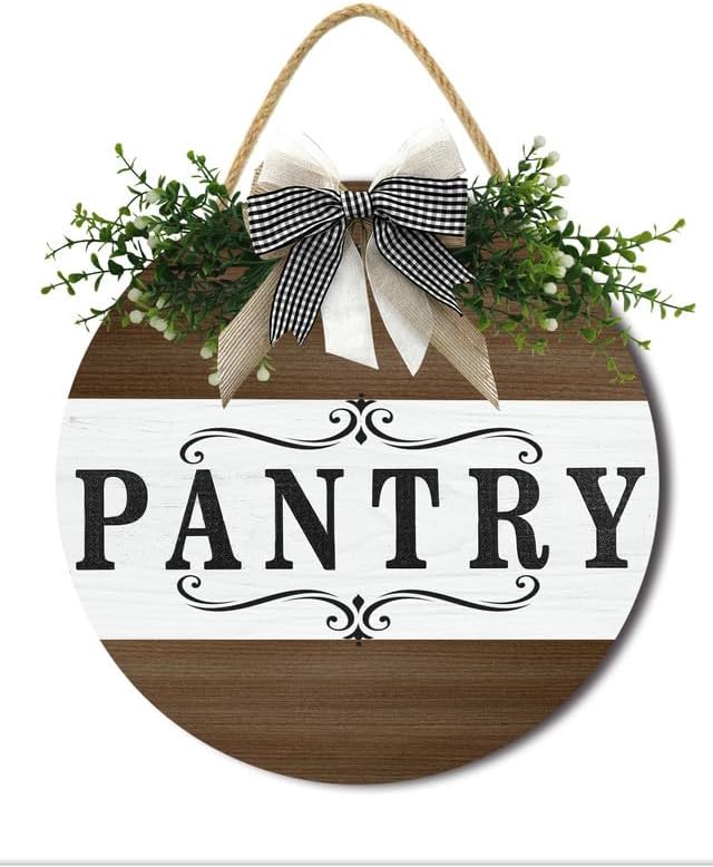 Farmhouse Pantry Signs, Rustic Pantry Room Decor Wooden Decoration with Quotes Pantry Open 24/7 Vintage Decorative Wall Plaque for Home 11" by Ymaotrade
