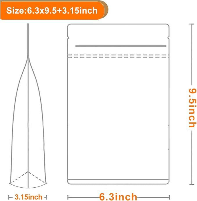 100 PCS Resealable Packaging Bags for Small Business，Kraft Bags With Window Clear Fornt Heat Seal Sealable 6.3"x9.5"Paper Zipper Stand Up Pouches Nut Bag Coffee Cookie Herb Food Bakery Storage - Image 4
