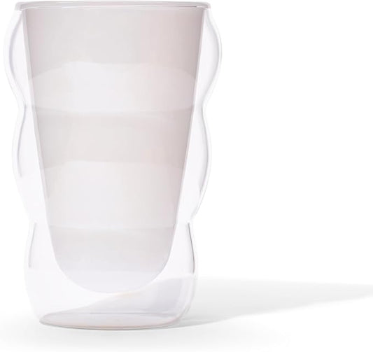 Teaspressa White Glass Cloud Cup 12 oz Double-Wall Insulated Borosilicate Glass – Heat-Resistant – Ideal for Hot or Iced Tea, Lattes, Coffee & More – Minimalist Design – Great Gift