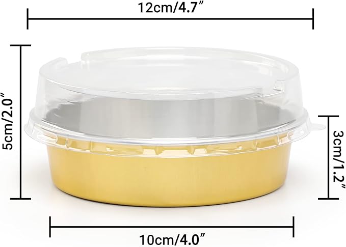 Beasea Aluminum Foil Pie Pan 4 inch Round Oven Baking Mini Cake Pan, 20 Pcs 8 Oz Aluminum Pie Pan Tin Golden Tart Pans for Pie Tart Quiche - Image 2