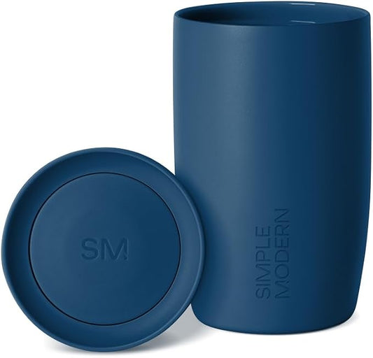 Simple Modern Insulated Travel Coffee Mug 360° Lid | 12oz | Blue | Voyager Ceramic-Lined Insulated Stainless Steel Coffee Tumbler, Iced Coffee Cup, Mug with Lid | Fits Cupholder, Slumberland by Unknown