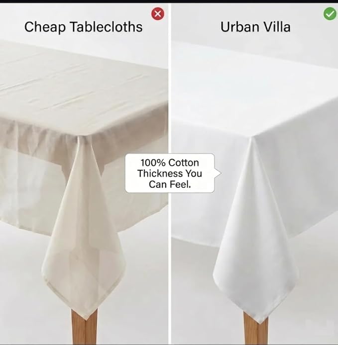 Urban Villa Tablecloth Cotton Tabletop 60x84 (6-8 Seats) White - Image 9