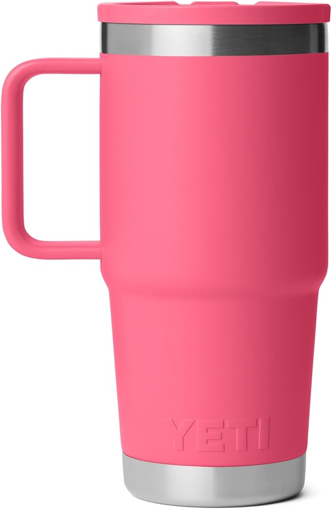 YETI Rambler 20 oz Travel Mug with Flip Straw Lid – Stainless Steel, Vacuum Insulated, Leakproof, Cup Holder Friendly, Tropical Pink - Image 5