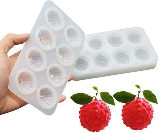 Silicone Mold Baking Pan Non-Stick Baking Pastry Chocolate Cake Dessert DIY Decoration Tools (2PCS Litchi Y_6.8x4x0.14 inch)
