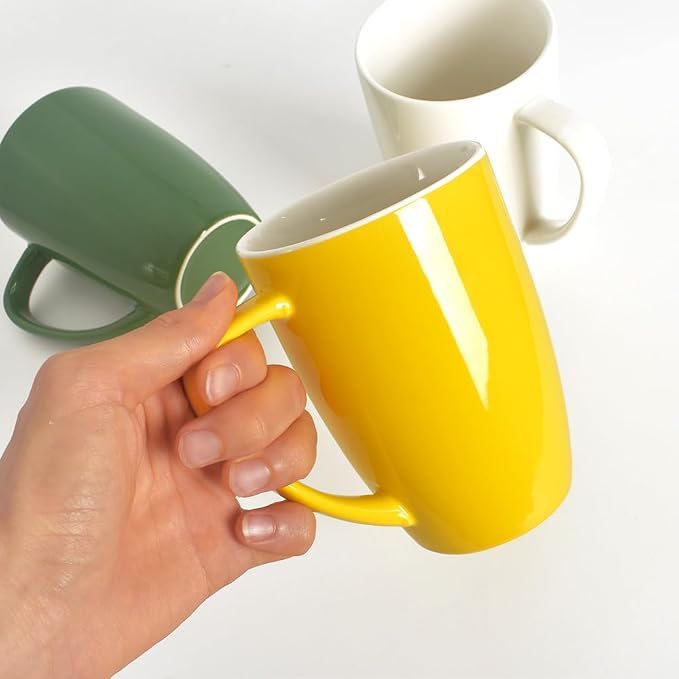 homEdge Porcelain Mug Set, 16 Ounces Cup for Tea, Latte, Mocha, Hot Chocolate, Set of 6, Assorted Color - Image 6