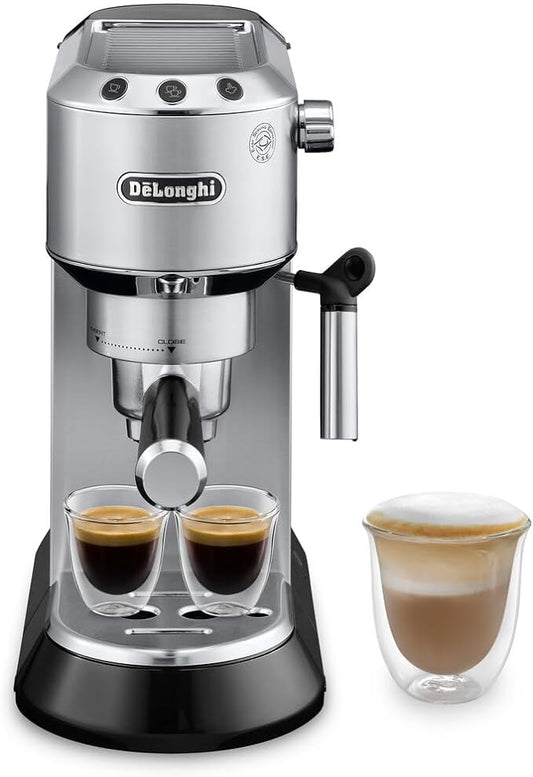 De'Longhi Dedica Espresso Machine, 15-Bar Pump, Frother, Stainless Steel | #1 Worldwide Espresso Machine Maker, Rapid Heat-Up, Frother, Compact Design, Easy to Clean by Unknown