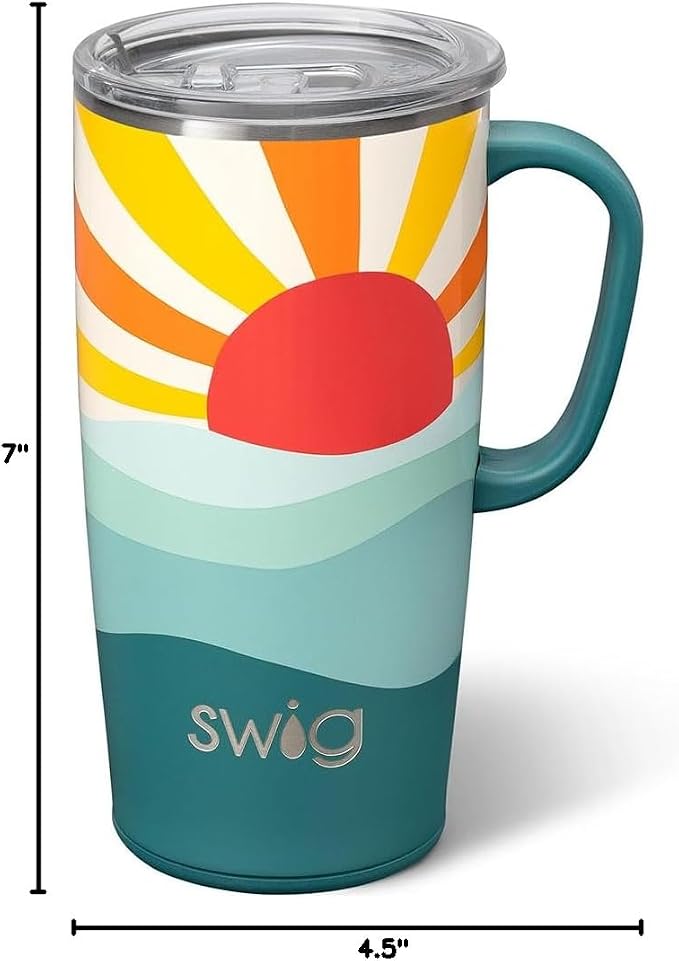 Swig Life 22oz Insulated Travel Mug with Handle & Lid, Sun Dance | Triple Insulated Stainless Steel - Handle & Lid Included - Keeps Coffee Hot or Cold - Cup Holder Friendly - Image 6