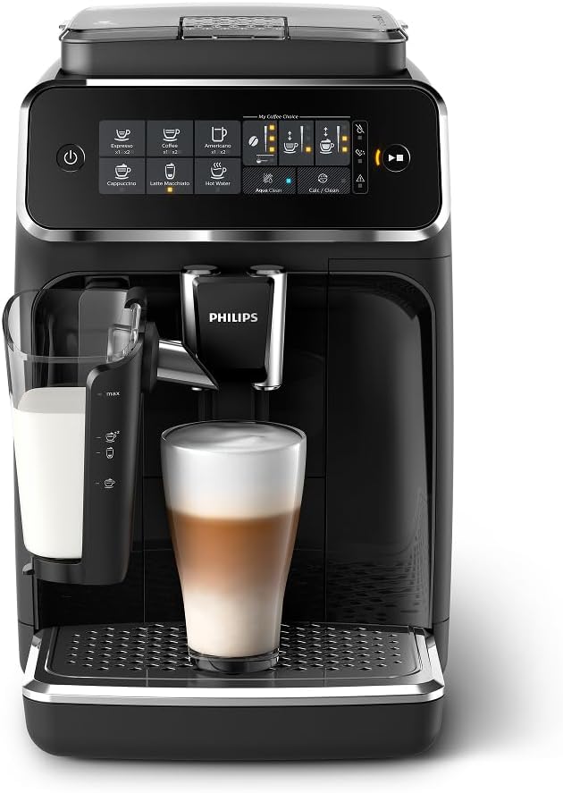 Philips 3200 Series Fully Automatic Espresso Machine, LatteGo Milk Frother, 5 Coffee Varieties, Intuitive Touch Display, 100% Ceramic Grinder, AquaClean Filter, My Coffee Choice, Black (EP3241/54) by Unknown