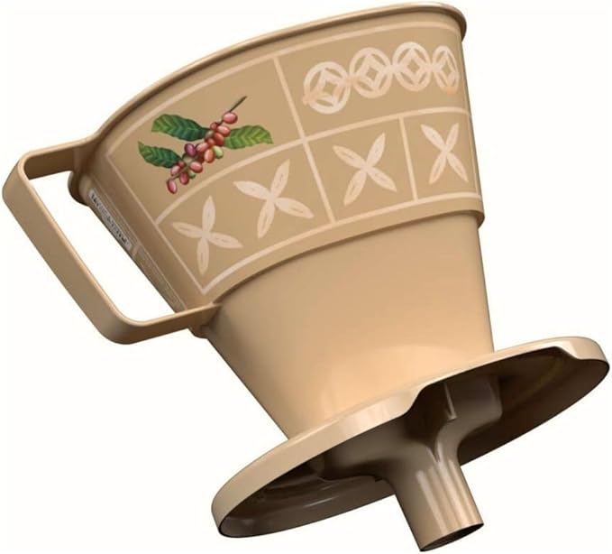 Coffee Filter Holder Beige | Reusable Pour Over Dripper | BPA Free Countertop Brew Tool | Plastic Cone Funnel Carafe, Thermos Compatible