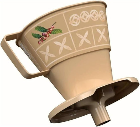Coffee Filter Holder Beige | Reusable Pour Over Dripper | BPA Free Countertop Brew Tool | Plastic Cone Funnel Carafe, Thermos Compatible