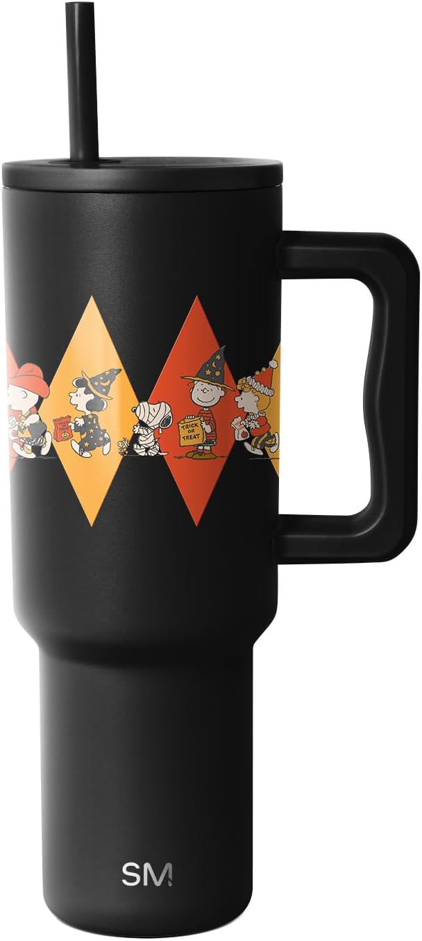 Simple Modern Halloween Tumbler with Handle | 40oz | Peanuts | Trek Tumbler, Travel Mug | Insulated Water Bottle, Cupholder Friendly, Stainless Steel Cup, Snoopy by Unknown