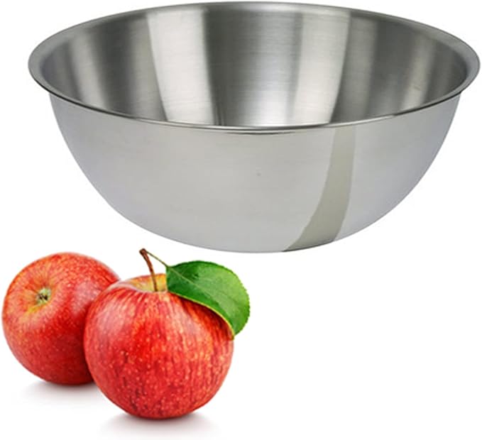 Stainless Steel Mixing Bowl - Premium Polished Mirror Nesting Metal Bowl for Cooking and Serving, Stackable for Convenient Storage (5 Quart)