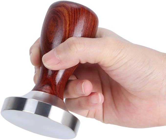 Black Coffee Hand Tamper, Press 58mm Flat Base Stainless Steel Coffee Powder Pressing Tamping Tool for Cafe Supplies