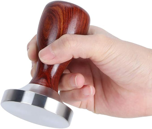 Black Coffee Hand Tamper, Press 58mm Flat Base Stainless Steel Coffee Powder Pressing Tamping Tool for Cafe Supplies