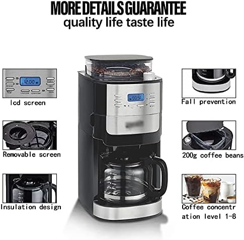 Electric Drip Coffee Machine, Full-Automatic Grinding, 24-Hour Programmable Start, Integrated Brewing System for Fresh Coffee Anytime - Image 4