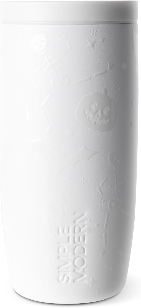 Simple Modern Halloween Travel Coffee Mug 360° Lid | 16oz | Skeletons | Voyager Ceramic-Lined Insulated Stainless Steel Coffee Tumbler, Iced Coffee Cup, Mug with Lid | Fits Cupholder, Spooky Mix by Unknown
