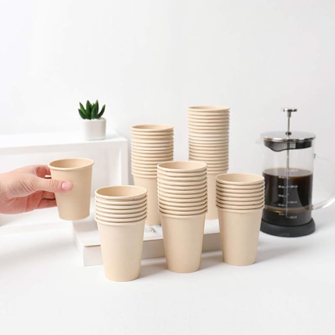 Disposable Coffee Hot Paper Cups Brown 120 Count 10 oz