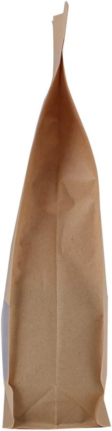 100PCS Brown Kraft Stand-Up Side Gusset Zip Top Lock Bags w/Window 18x28+8cm (7x11+3.1") - Image 5