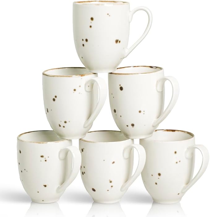 Esfour Ceramics Coffee Mugs Set Of 6, 14 Oz Large Handle Heavy Duty Cups - Microwave Dishwasher Safe - Latte, Cappuccino, Tea, Cocoa, Mocha - Men, Women, Home Office Daily Use, Classic Assorted Colors by ESFOURCERAMICS