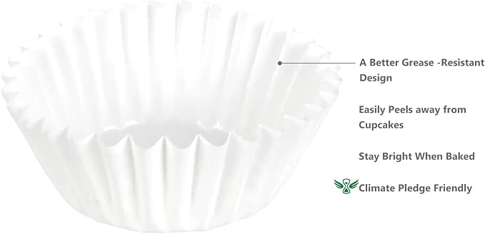 Caperci Heavy Duty Standard White Cupcake Liners 150 Counts - Grease-Resistant Paper Muffin Baking Cups, Odorless, No Muffin Pan Needed, Easily Peels (White) - Image 3