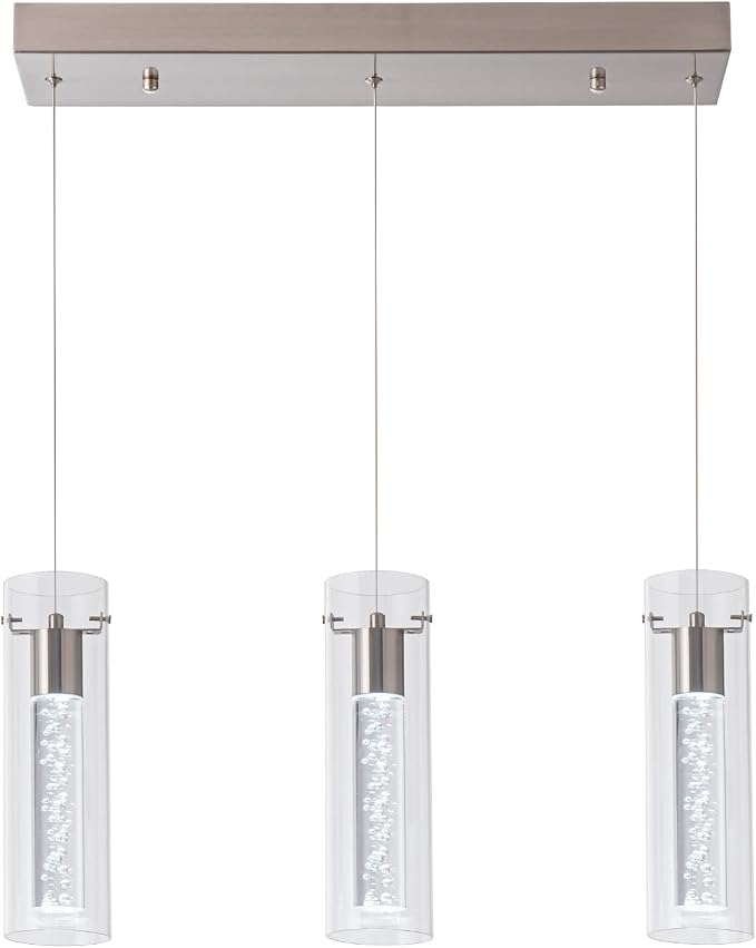 Pendant Lights Kitchen Island with Remote Control, Dimmable Brushed Nickel & Clear Cylinder, Adjustable Height Kitchen Pendant Lights, Island Lights for Kitchen, Modern Lighting Fixture - Image 8
