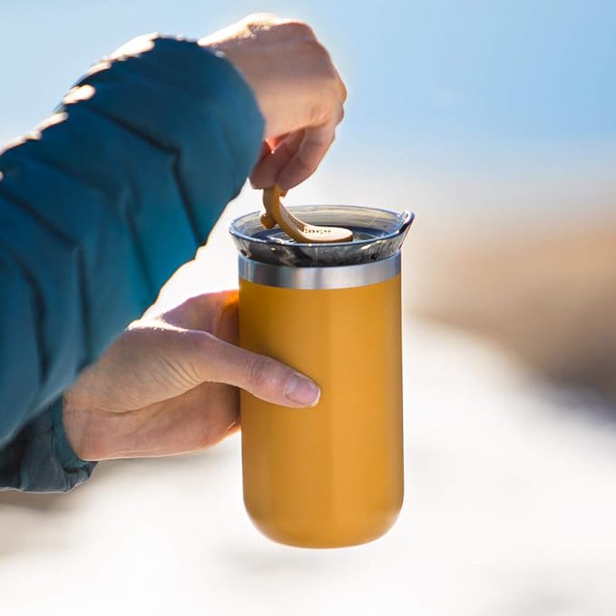 WACACO Octaroma Lungo Vacuum Insulated Coffee Mug, Double-wall Stainless Steel Travel Tumbler With Drinking Lid, 10 fl oz(300ml)， Amber Yellow - Image 4