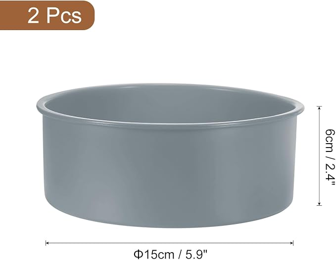UXCELL 2-Piece Round Silicone Cake Molds, 6-Inch Nonstick & Quick Release for Layer, Smash & Cheese Cakes - Grey - Image 2