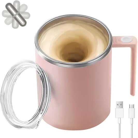 Self Stirring Mug,Self Stirring Coffee Mug,Suitable for Coffee, Milk, Cocoa and Other Beverages (Pink, 12 Ounces) by TLINNA