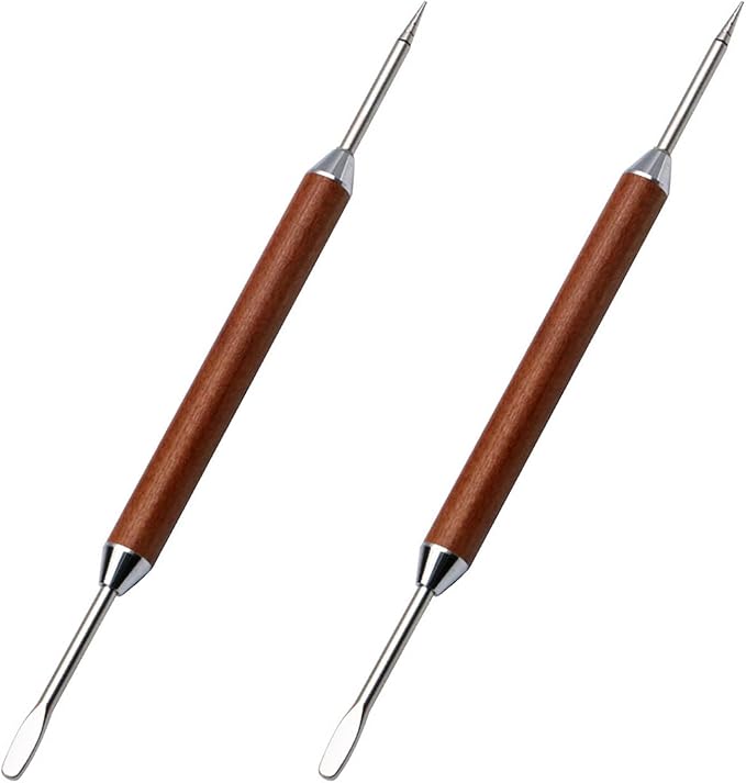 2 PCS Latte Art Pen Cinnamon Pen for Coffee,Stainless Steel Coffee Art Pen Coffee Fancy Stitch,Dual-Ended Latte Art Pen,Barista Coffee Latte Art Tools, Coffee Latte Needle with Wood Handle