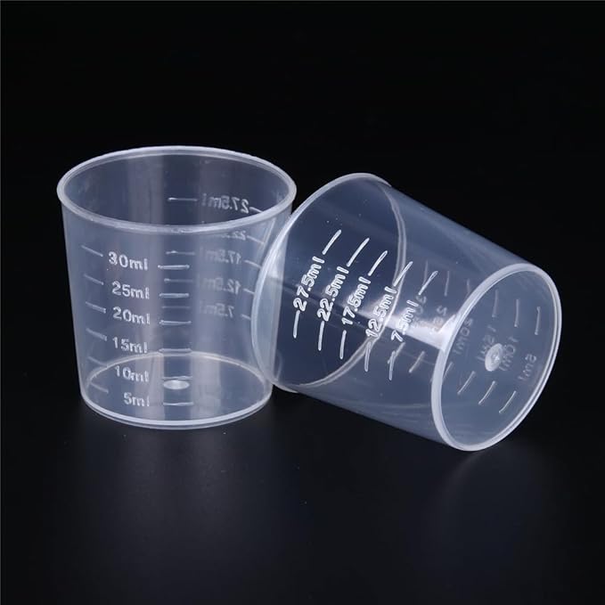 10pcs 30ml Plastic Liquid Measuring Cups Transparent Clear Plastic Graduated Kitchen Cooking Medicine Measure Tool
