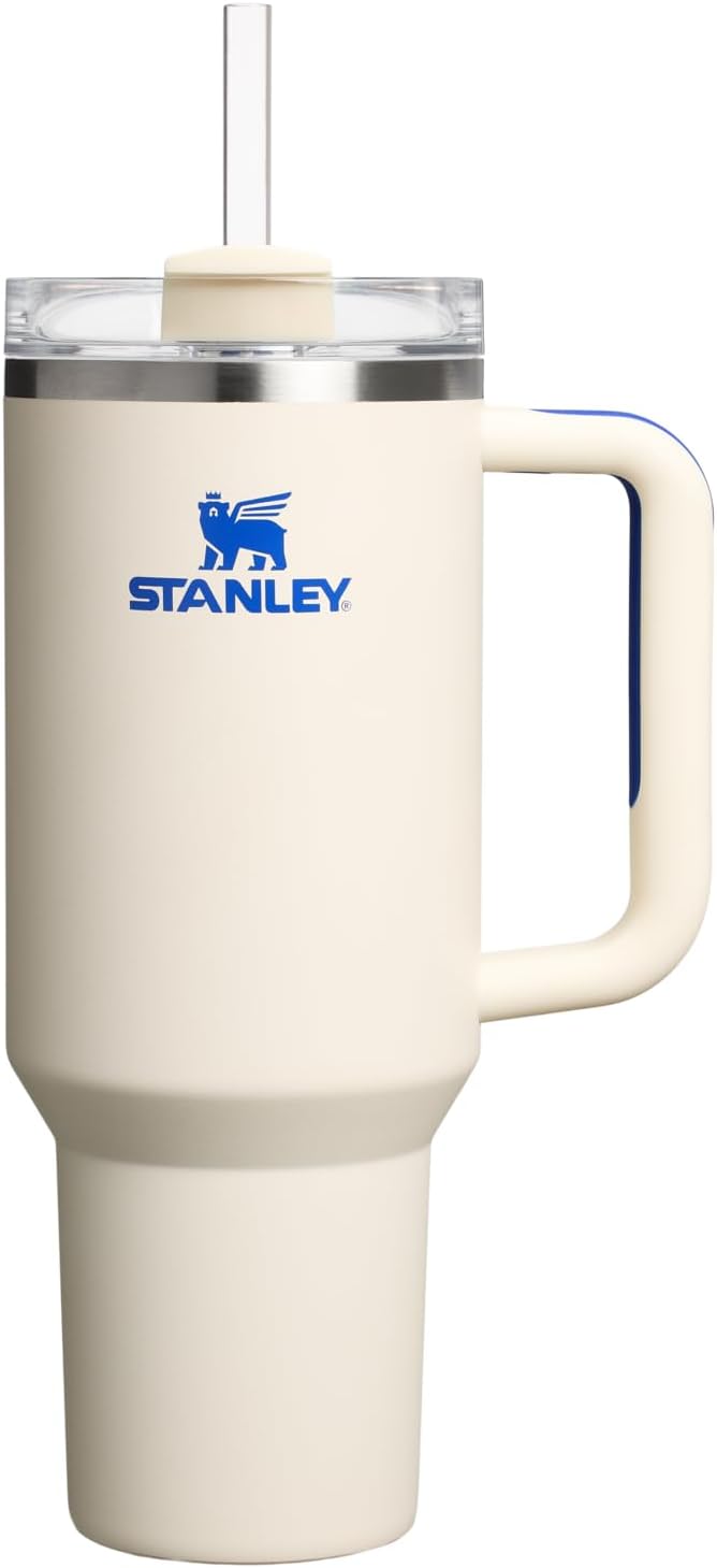 STANLEY Quencher H2.0 Flow State Tumbler, 40 oz, Cream Royal | Handle and Straw | 3-Position Lid | Cup Holder Compatible for Travel | Insulated Stainless Steel Cup | BPA-Free by Unknown