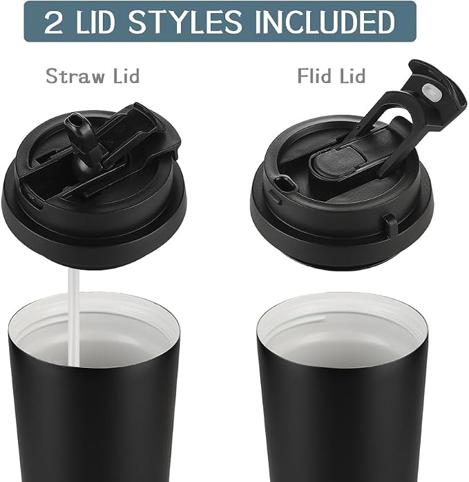 Funkrin Coffee Travel Mug with Flip Lid, 16oz Insulated Tumbler Cup with Ceramic Coating, Double Wall Vacuum Leak-Proof Tumbler for Office School Party Camping - Image 3