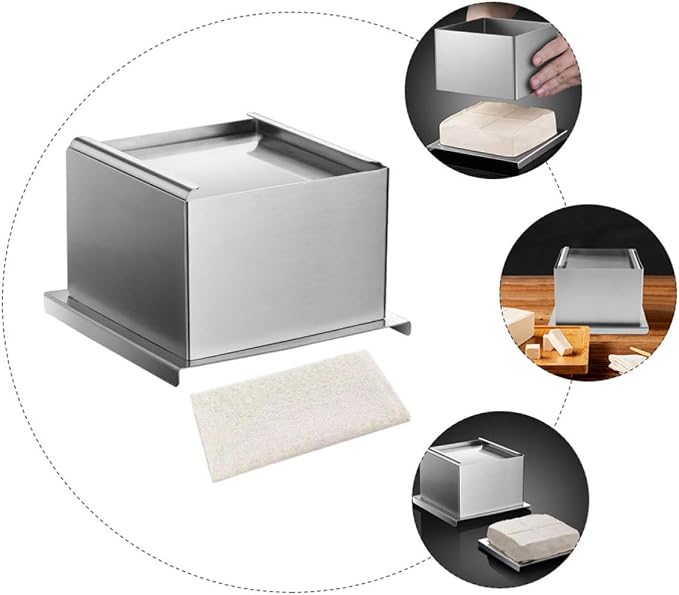 Reusable Stainless Steel Tofu Mold Pressing Tool with Cloth for DIY Cooking, Easy to Clean and Sturdy Tofu Presser Mold Suitable for Bean Curd and Food Preparation - Image 3