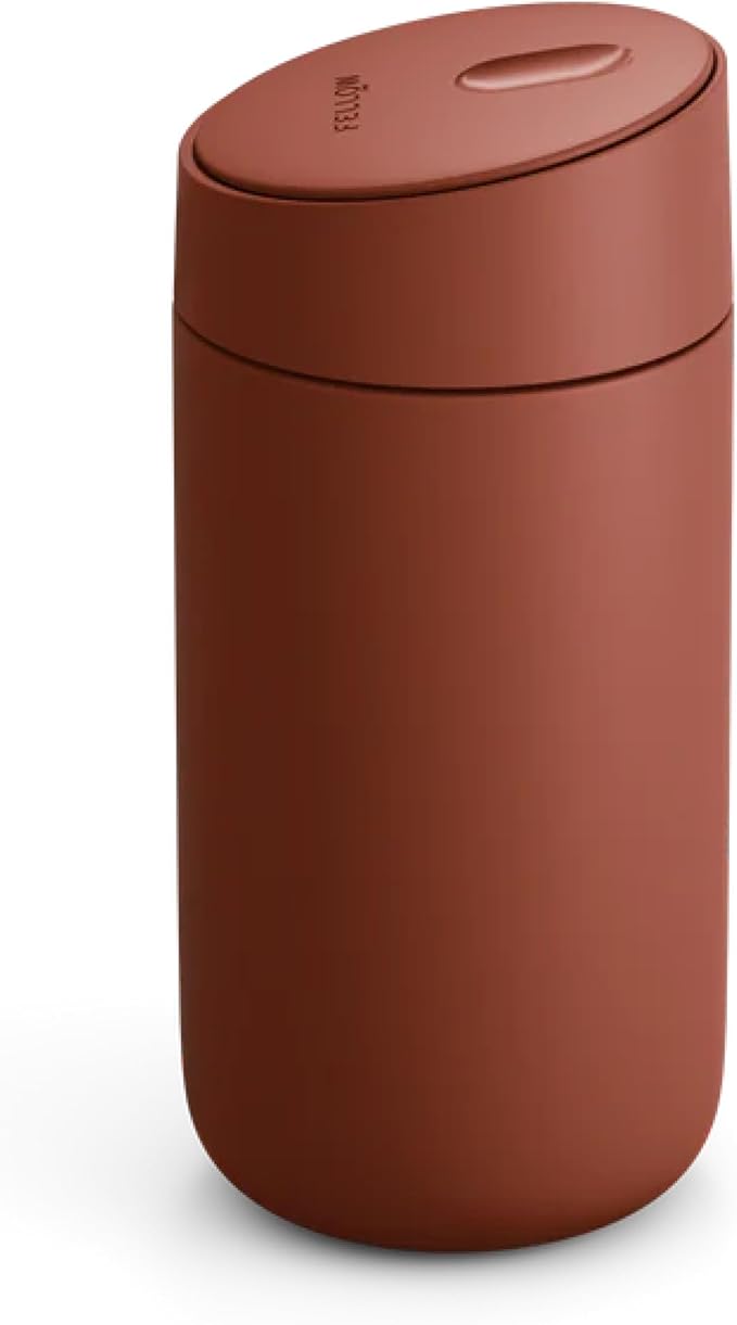 Fellow Carter Slide Ceramic Lined Travel Coffee Mug 12 oz, One-Handed Lid | No Metallic Taste Stainless Steel Coffee Tumbler, Leak-Proof, Hot 6Hr Cold 6Hr, BPA-Free, Dishwasher Safe, Sienna by Unknown