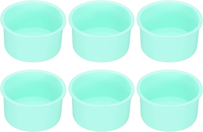 HARFINGTON 6 Pcs Round Cake Pans 4" Nonstick Quick Release Silicone Cake Mould Bakeware Tools for Baking Cupcakes Bread Pizza, Green