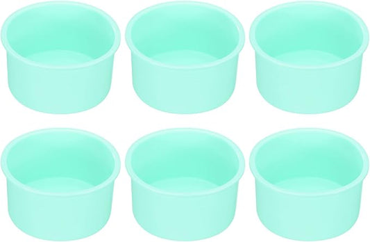 HARFINGTON 6 Pcs Round Cake Pans 4" Nonstick Quick Release Silicone Cake Mould Bakeware Tools for Baking Cupcakes Bread Pizza, Green