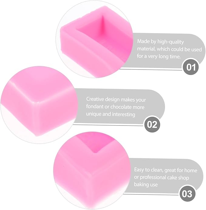 2pcs Silicone Chocolate Mold Gold Bar Shape Non-stick Creative Candy Mould for DIY Cake Decoration Baking Tool Pink Color