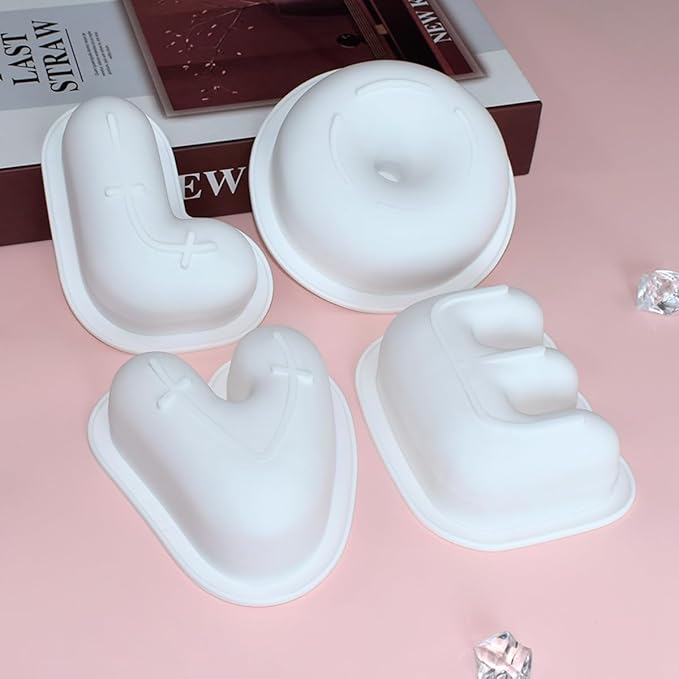 mostsom 4pcs Love Shape Nonstick Baking Molds, Silicone Muffin Pan BPA Free Easy Clean Candy & Chocolate Molds for Cakes, Mousse, Fondant Mould, French Desserts, Pastry (D_ LOVE)