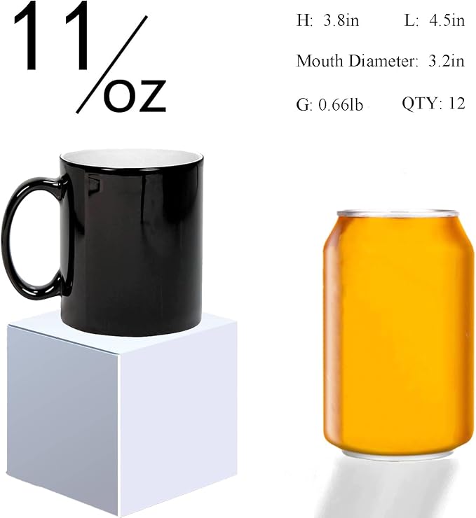 ABBSH Color Changing Coffee Mugs, Sublimation Mugs Magic Mugs Tazas Magicas Para Sublimacion Cups Heat Sensitive Coffee Mugs 11 OZ Set of 12 - Image 2