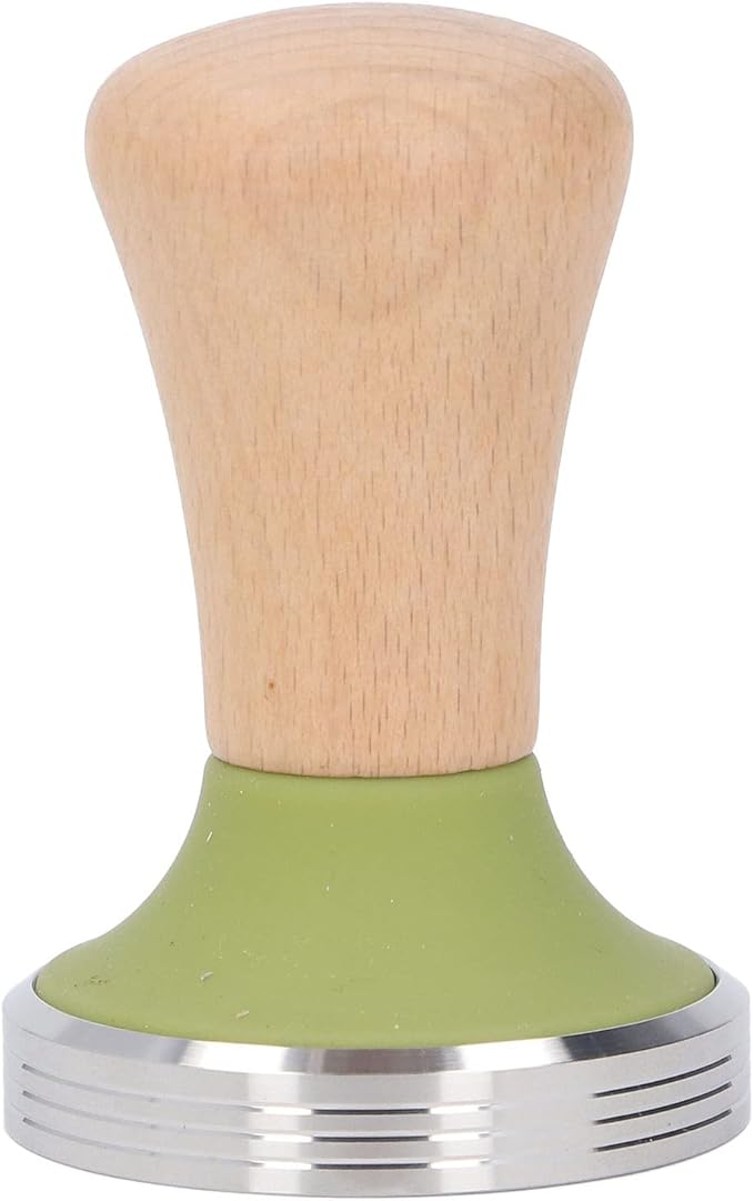 Beech Wood Coffee Tamper, Wooden Handle, Coffee Powder Press, Hammer Mill with Stainless Steel Base for Barista Beginners (51mm)