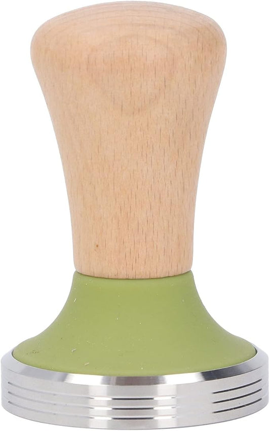 Beech Wood Coffee Tamper, Wooden Handle, Coffee Powder Press, Hammer Mill with Stainless Steel Base for Barista Beginners (51mm)