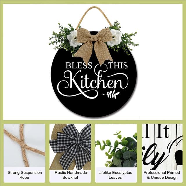 Kitchen Wall Decor Bless This Kitchen Wall Decor Rustic Farmhouse Wooden Funny Kitchen Door Sign for Home Wall Decor Dining Room Wall Decor 11inch - Image 6